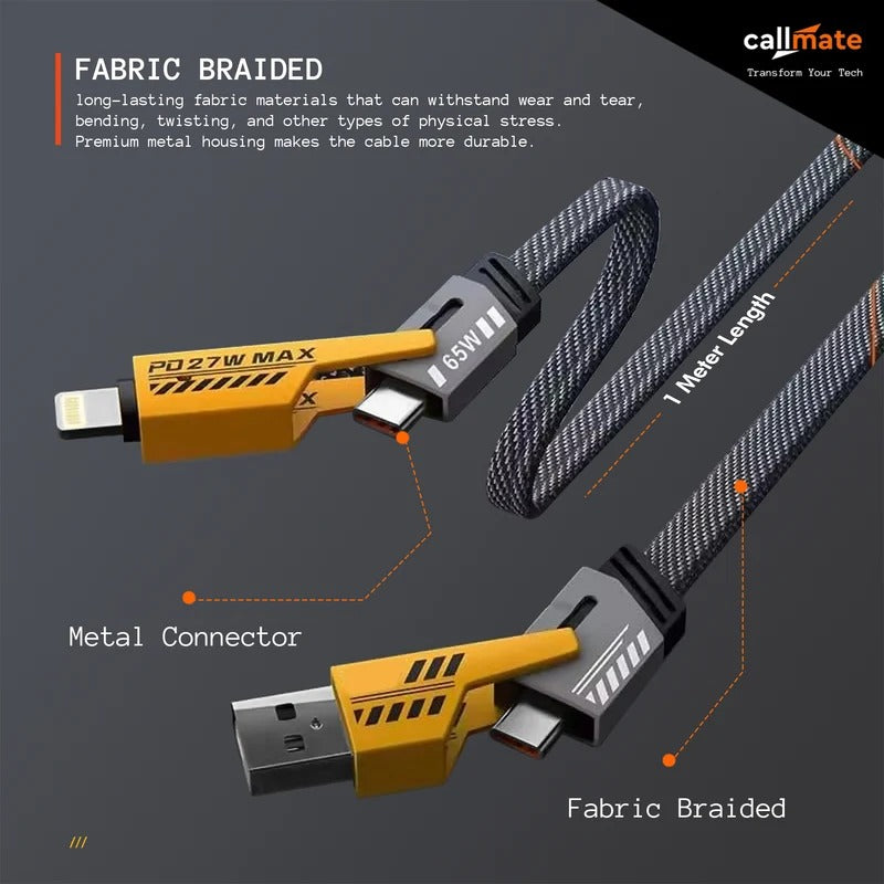 🇵🇰 Azadi Sale – Buy 2-Fast Charging 4-in-1 Multi Cables-| RS-800